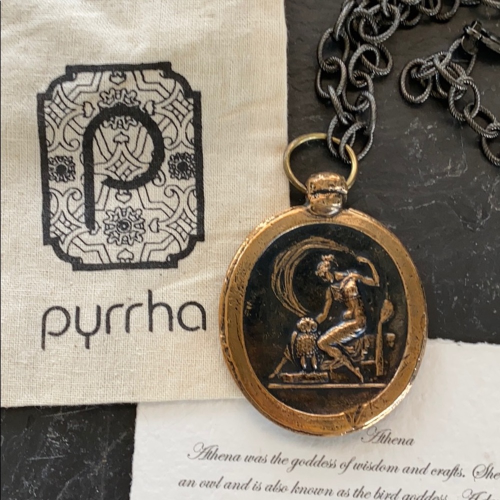 Pyrrha Athena Talisman on Oxidized Sterling Chain